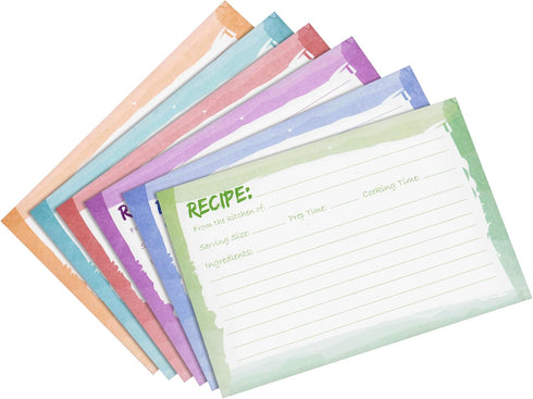 Juvale Double-Sided Recipe Cards, Watercolor Design, 60-Pack for Cooking Organization