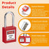 MroMax Lockout Tagout Lock - Safety Padlock Keyed Alike, 3 Pcs, Black Steel Shackle