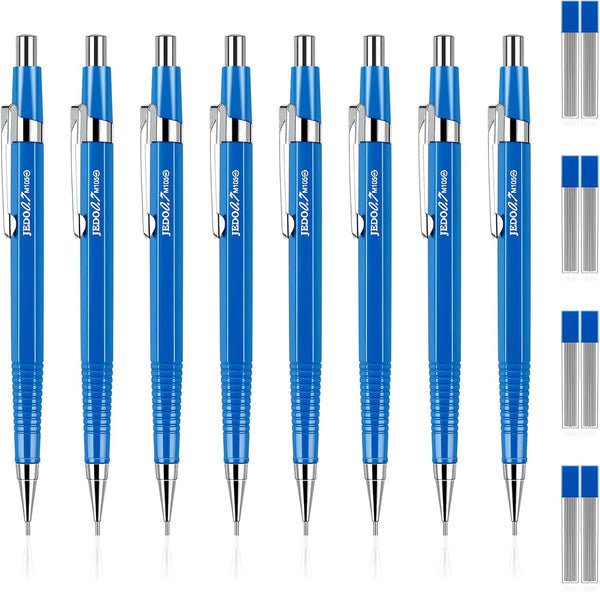 Outus 8 Pieces Mechanical Pencils, Metal Retractable, 0.7 mm for Writing, Drawing, Sketching (Blue)