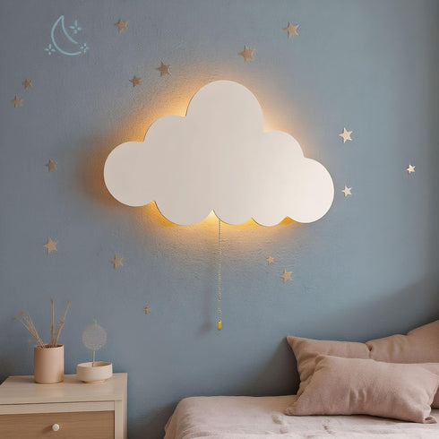 HANVOWS Cloud Light Battery-Operated Wall Lamp for Nursery Kids Bedroom & Baby Room