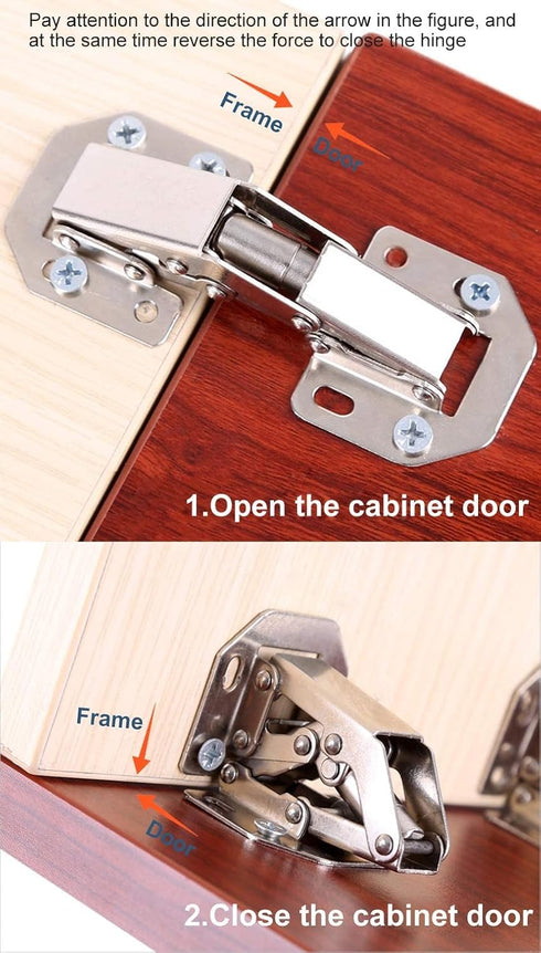 4-Pack Hidden Hinges for Cabinet Doors, Concealed Surface Mount Hinges for Frameless Cabinets