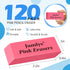 Jumlys Pink Erasers - 120 Pack Bulk for Kids, Students, Teachers, Artists, Latex-Free Smudge-Free