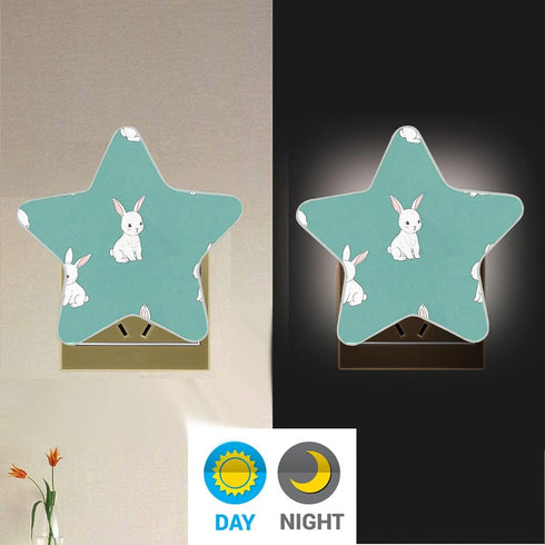 Burbuja 0.2W Bunny LED Night Light Plug into Wall Star-Shaped Nightlight Dusk to Dawn Auto Sensor for Bedroom Bathroom