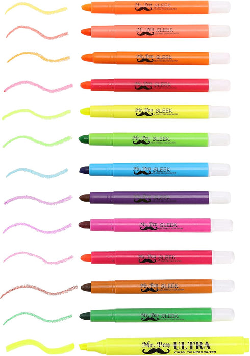 Mr. Pen Highlighters, Gel Highlighter - Pack of 12, No Bleed Highlighter, Bible Highlighters, Assorted Colors