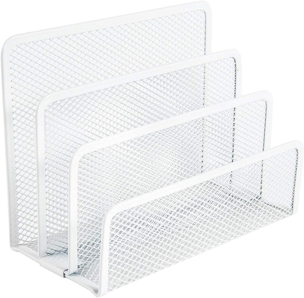 VANRA Metal Letter Tray, White - Letter Rack with 3 Compartments, Desk Organizer for School and Office
