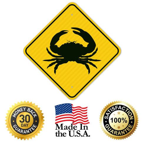 18x18 Inches, 3M Reflective.063 Crab Crossing Sign, AEGP Aluminum, Fade Resistant, Made in USA