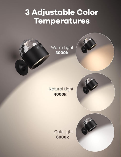Joyzy Dynamic Wall Light Battery Operated Two-Headed Wall Lighting for Bedroom, Remote and Touch Control Wall Mounted