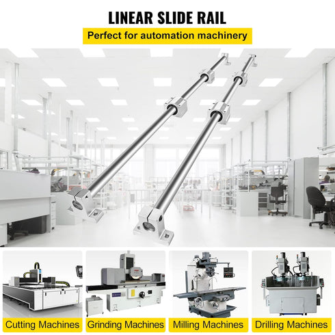 BestEquip Linear Rail Slide Set - 2PCs 20mm x 1000mm with 4Pcs Block Bearings and Shaft Support