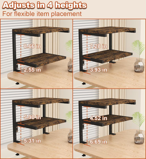 Clamp on Desk Organizer Shelf, Heavy-Duty 2-Tier Adjustable Storage Extender for Desktop Accessories and Gaming