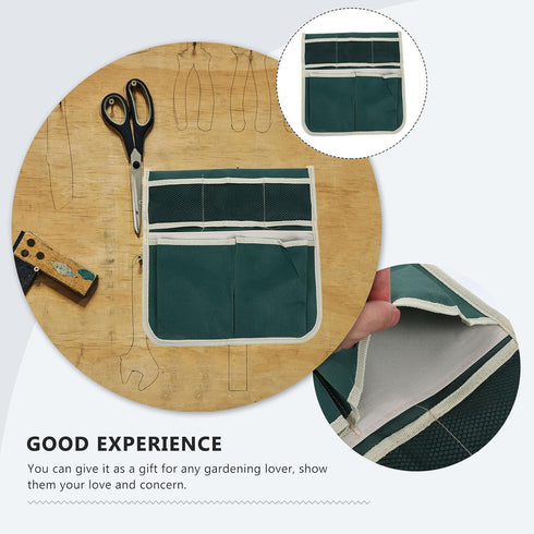 Ciieeo Garden Kneeler Seat Tool Bag Large Green Striped Gardening Pouch with Multiple Storage Pockets for Outdoor