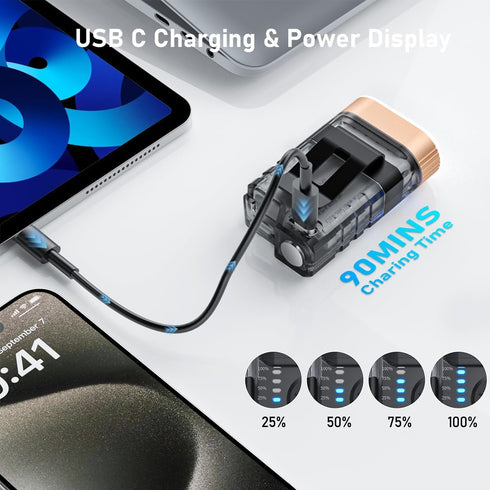 365nm 9 2 LED Small Powerful EDC Flashlight, UV Black Light, Mini Led Flashlight High LM, USB C Rechargeable Mini