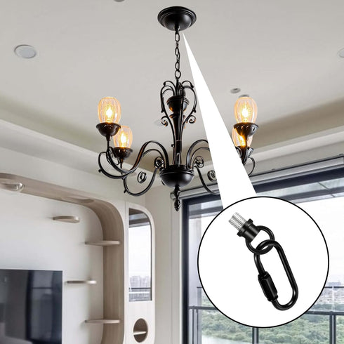 Zelphvt 4 Set 1/8 Inch IP Lighting Loops with Link Buckle Connectors Zinc Alloy Hook Rings for Light Fixture Chandelier