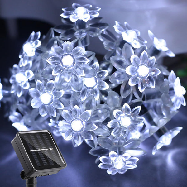 Solar Flower String Lights Outdoor Waterproof, 50 LED Upgraded Fairy Light for Garden, Patio, Lawn Party