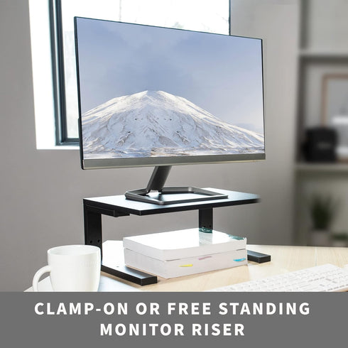 VIVO Clamp-on 15 inch Desk Extension Shelf for Gaming Devices, Ergonomic Monitor Riser and Desktop Organizer
