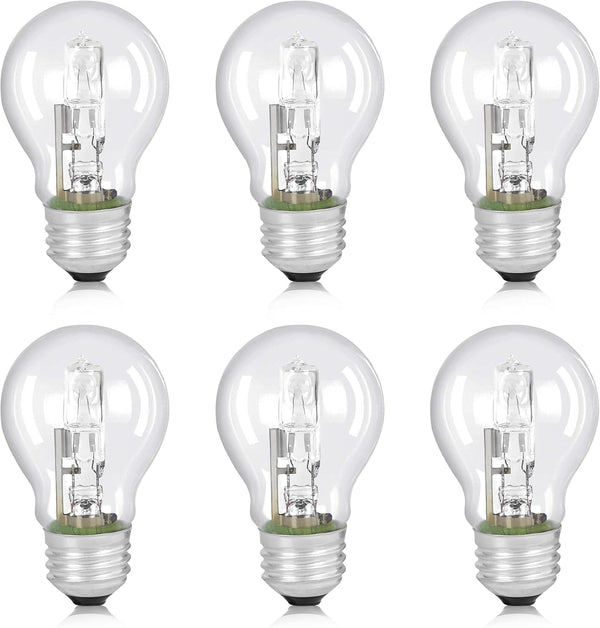6-PCS A19 Halogen Light Bulb, 43 Watt 120V E26 Base, 60W Replacement