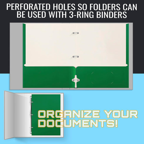 Better Office Products Two Pocket Portfolio Folders, Green, Letter Size, 50-Pack, 50 Pieces