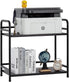 HDANI Under Desk Printer Stand, 2 Shelf Metal Rolling Cart with Wheels, Office Utility Storage Rack, Black
