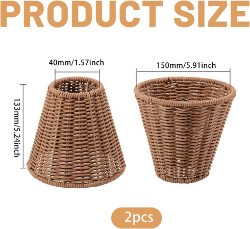 2 Pcs Clip-On Chandelier Lamp Shades Cone Imitation Rattan Lamp Shades Replacement Clip on Lamp Shade for Floor Lamp