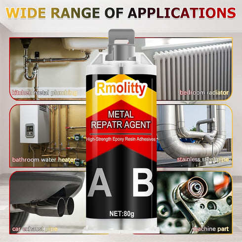 Metal Glue for High Strength Bonds, Weld Metal Repair Glue, Metal Epoxy for Steel, Cast Iron (40g*2)