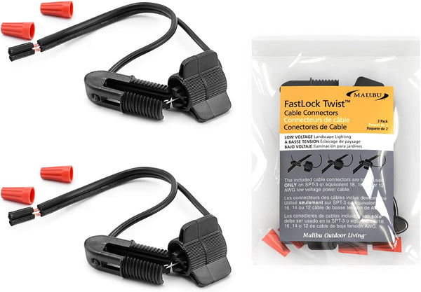Malibu Low Voltage Cable Connector (2 PCS) Fast Lock Twist 12-18 Gauge Wire Connectors for Outdoor Landscape Lighting