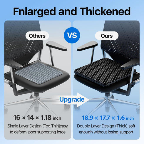 OMCOZY Gel Seat Cushion, Cooling Thick Big Breathable Honeycomb Design Absorbs Pressure Points Seat Cushion