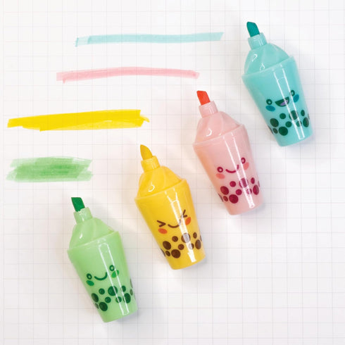 Raymond Geddes 24 Bag Anime Boba Tea Cute Highlighters, Chisel Tip Book Highlighters for Fun School Supplies
