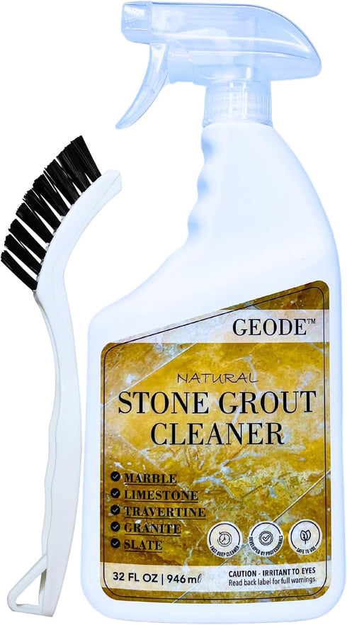 GEODE Natural Stone Grout Cleaner & Brush for tile floors - non-damaging,