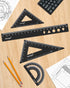 Honagu Triangular Ruler Set, 4 Pieces Aluminum Alloy Ruler, Metal Drafting Ruler for Students, Engineers, Office