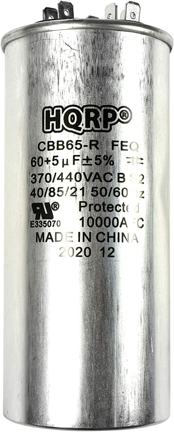 HQRP 60uf 5uf 370V-440V Run Capacitor for AC Electric Motor Start HVAC Blower Compressor