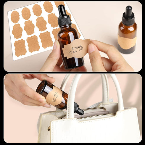 Teenitor Eye Dropper Bottles with Funnels, Plastic Transfer Pipettes & Labels, 30ml Glass Tincture Bottles, Amber