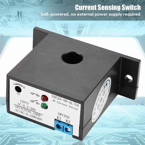 Current Sensing Switch Normally Open, Adjustable AC 0.2-30A SZC23-NO-AL-CH