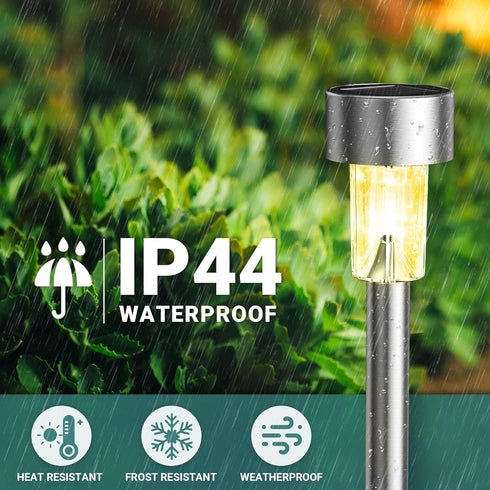 16 Pack GIGALUMI Solar Path Lights Outdoor,Solar Lights Outdoor Waterproof,Stainless Steel LED Landscape Lighting,Solar