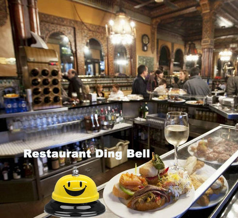 Call Bell Yellow Lovely Smile Face Desk Service Bell, Ding Bell for Restaurant, Hotel, Kitchen, Office