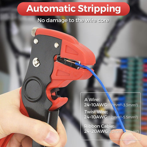 WGGE Automatic Wire Stripper and Cutter, 2 IN 1 Tool for 10-24 AWG Electrical Cable Stripping, Eagle Nose Pliers