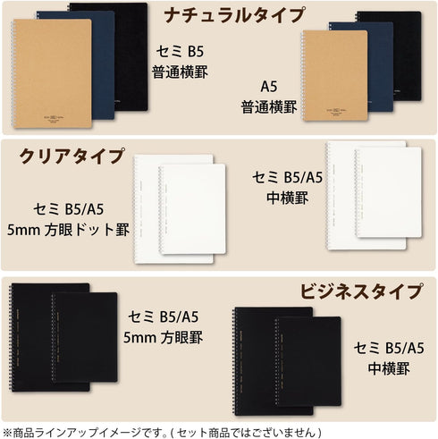 KOKUYO D Shaped Soft Ring Notebook, A5, 5mm Grid Ruled, 70 Sheets, Black, Japan Import (SU-SV437S5-D)