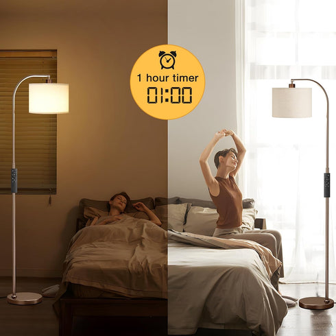 Dimmable Bulb, Ambimall Arc Floor Lamp with Remote and Stepless Colors Temperature & Brightness Adjustable, Floor Lamps