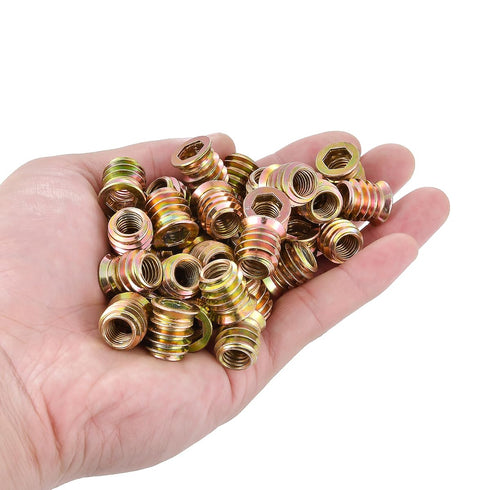 100 Pcs Wood Bolt Inserts 5/16"-18x12mm Metal Nut Inserts Assortment Kit for Furniture Replacement Accessories