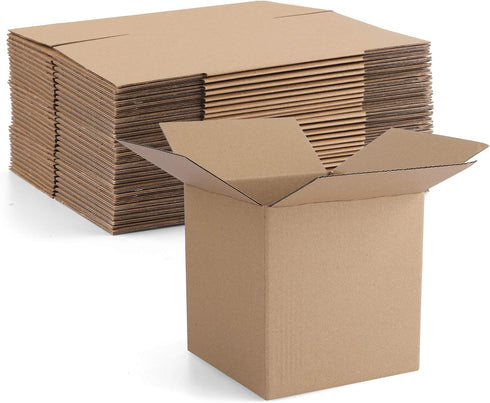Eupako 4x4x4" Cardboard Box Mailers, 25 Pack Brown Cube Corrugated Shipping Boxes for Mailing