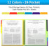 HABGP 12 Pocket Plastic Folders with Pockets - 6 Colors Multi Pocket Folder Binder with Dividers for Office Organizer