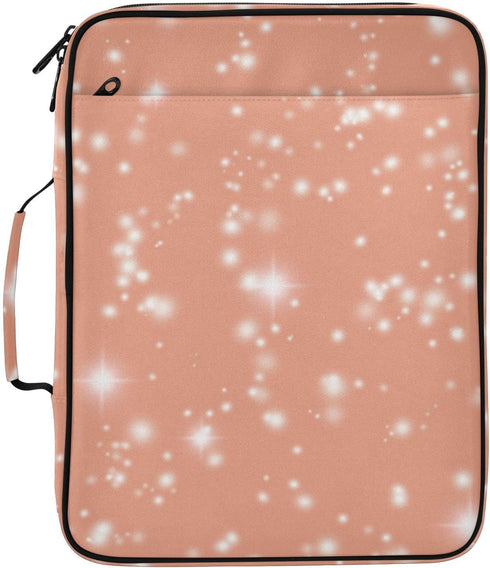 Wfrish Handle,1.25 Inch 3 500 6 Dark Salmon Glitter Sparkling Zipper Binder Bag with Ring O-Ring Sheet Capacity Tab