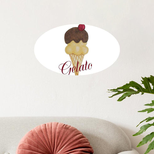 20"x12" CafePress Gelato Ice Cream Cone Wall Decal Oval Wall Decal, Vinyl Peel, Reusable Cling