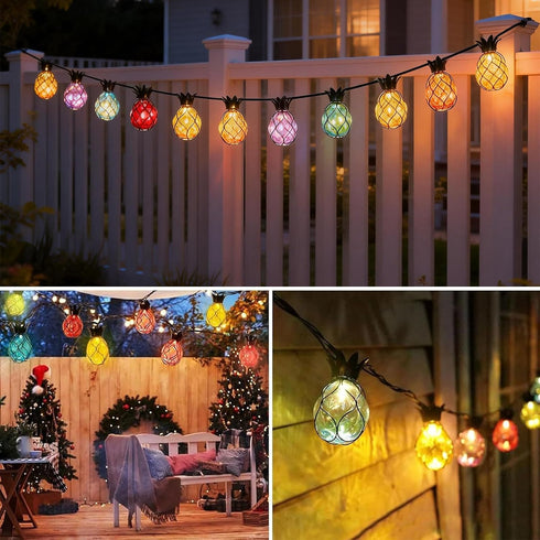 10 Bulbs Decor(10FT Vigdur Pineapple String Lights - Outdoor Patio Lights Plug in with Pineapple Connectable, Indoor