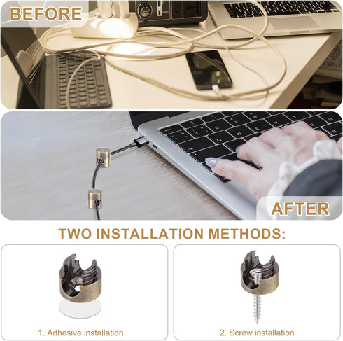 Gosknor 3pcs Cable Anchors for Desk, Phone Charger Cord Holders Metal Adhesive Cable Management Clips Aluminum Wire