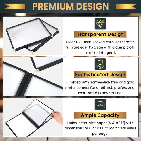 8.5 11 Inch, 6 12 4 Pack Menu Covers x Page View Clear View Menu Holder Transparent Menu Sleeve, Fits Letter Size Paper