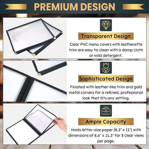 8.5 11 Inch, 6 12 4 Pack Menu Covers x Page View Clear View Menu Holder Transparent Menu Sleeve, Fits Letter Size Paper