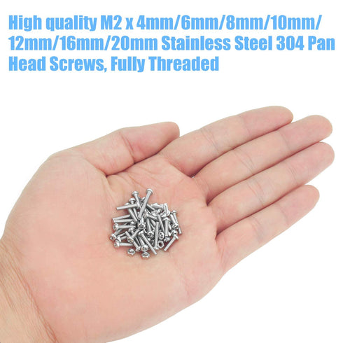 DYWISHKEY 310 Pieces M2 Stainless Steel Phillips Pan Head Cap Bolts Screws Nuts Kit