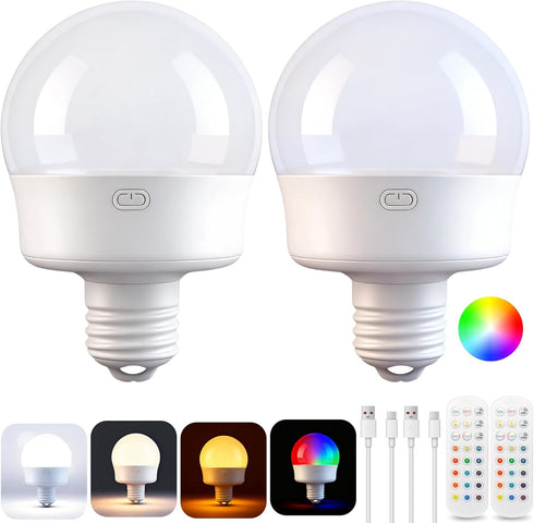 Kandicyar Rechargeable Battery Operated Light Bulbs, E26 Socket (Magnetic Detachable) Light Bulb for