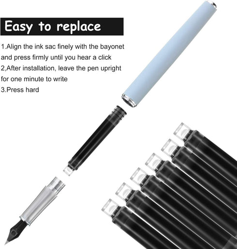 Outus 60 Pieces Fountain Pen Ink Cartridges, Black, Fine, Calligraphy, International Standard Size