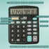 M&G 12 Digit Desk Calculator with Large LCD Display, Dual Solar Power and Battery, Big Button for Office (Black)