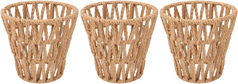 HEEPDD 3PCS E14 Bulb, 9cm 14cm 3PCS Faux Rattan Lampshade, Rope Clamp/Holder On Lampshade for Top Bottom, Perfect